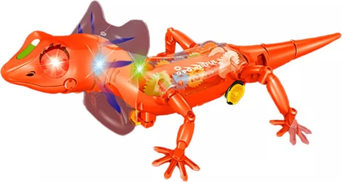 PopCandy Toy Robot Lizard With Sound Light and Walk 36CM. Battery Robot