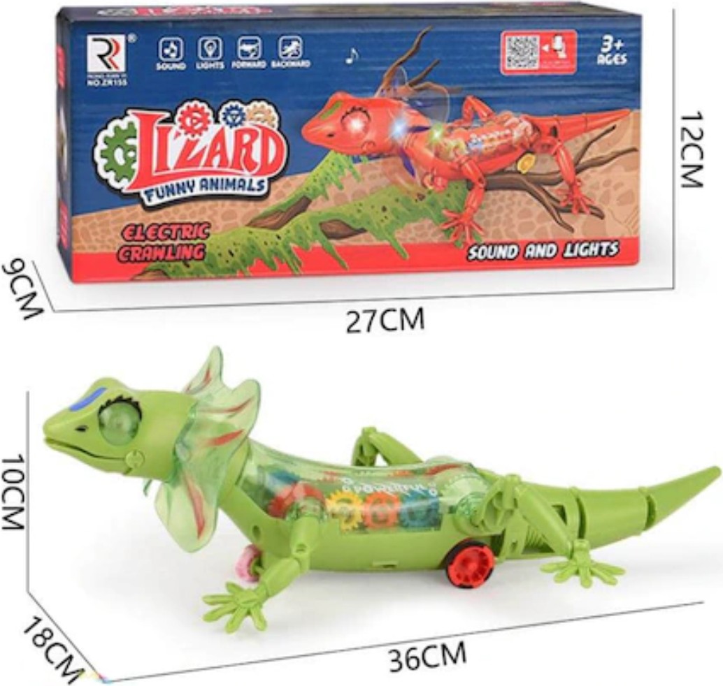 PopCandy Toy Robot Lizard With Sound Light and Walk 36CM. Battery Robot