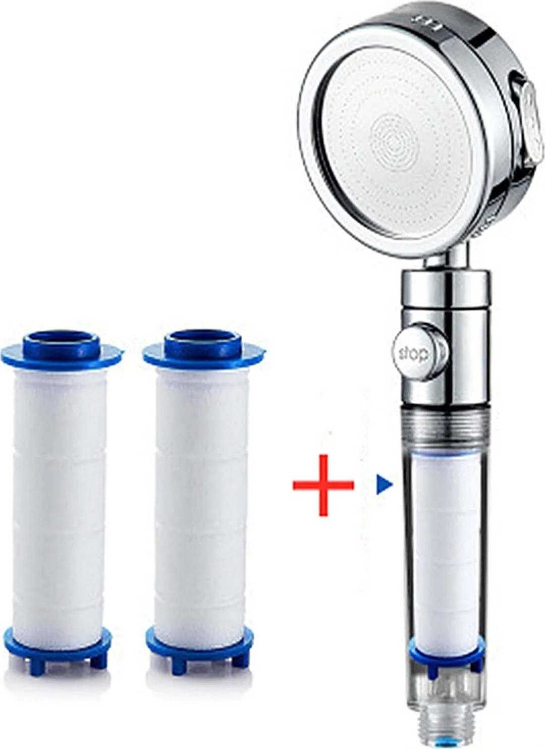 3Function Shower Head with Trojan Filter, AntiLimescale, OnOff Feature and 2 Spare Filters