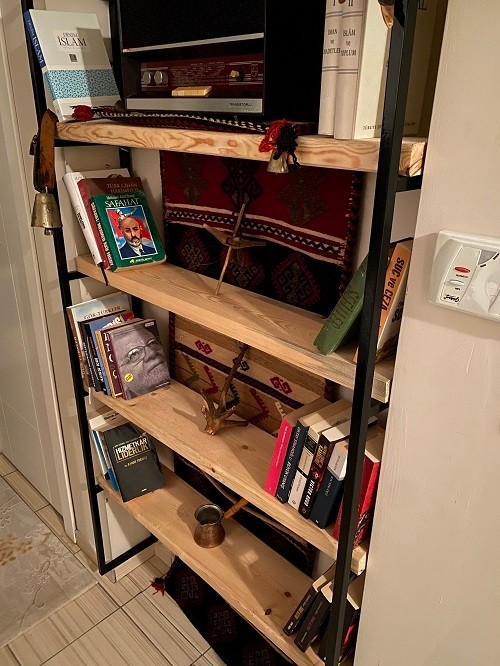 Color Building Dream Metal Natural Wood Rustic Bookshelf Showcase