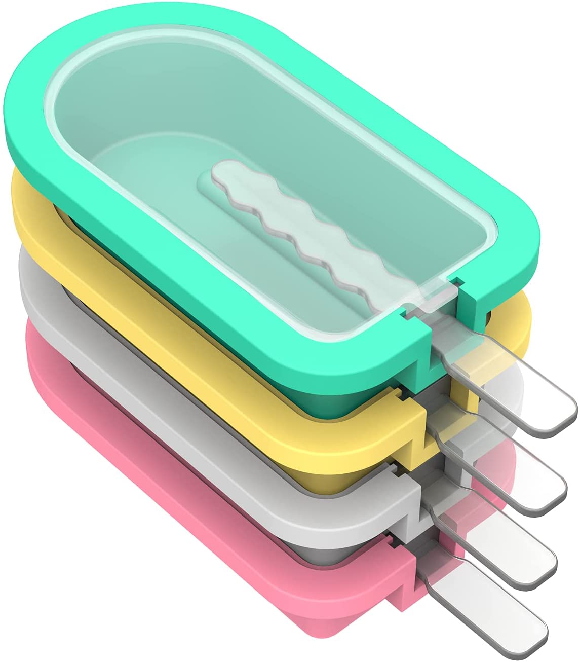 Silicone Popsicle Molds 4 Pieces Ice Pop Molds for Toddlers Reusable Dishwasher Safe Multicolour