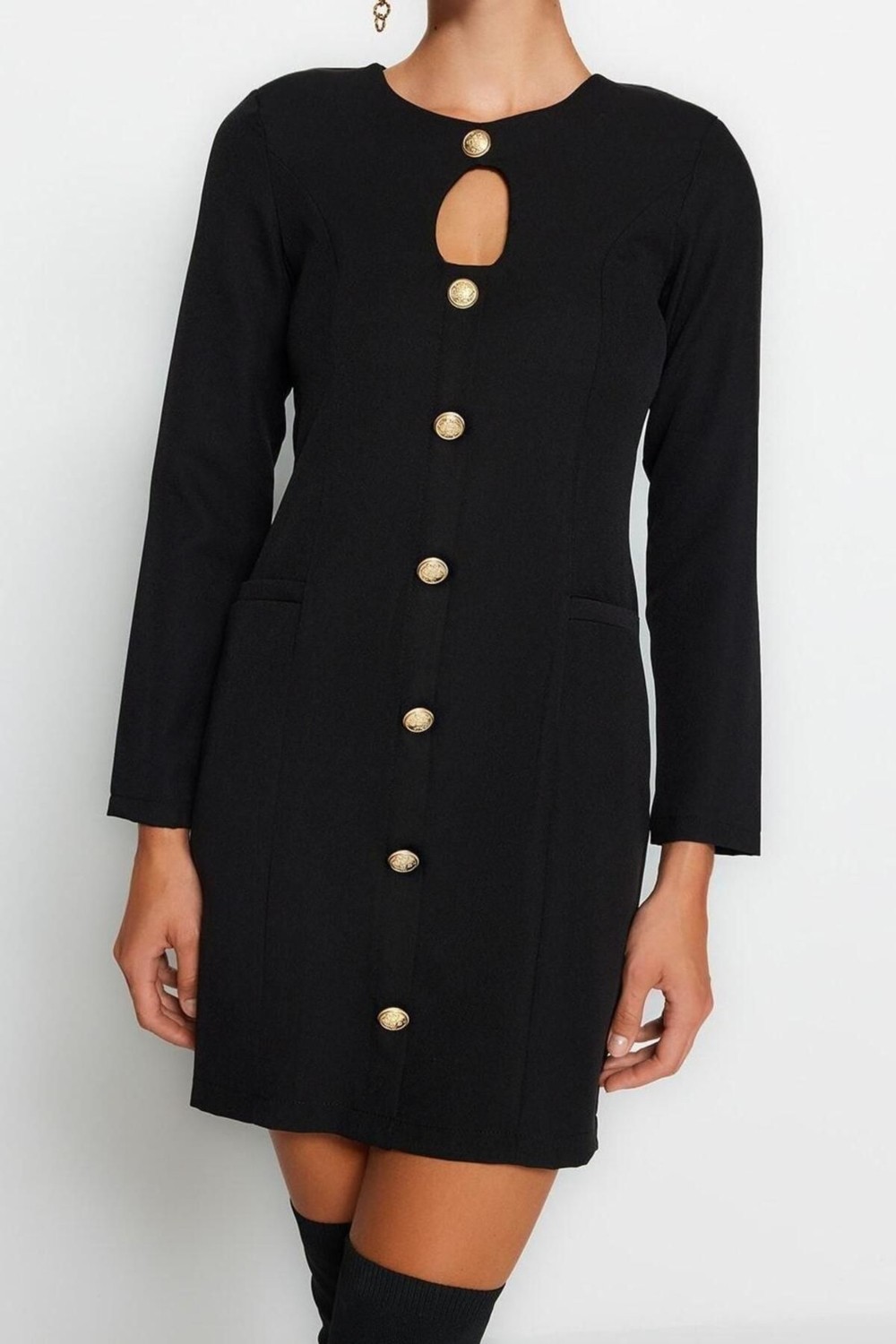 Frm New Regular Day Night Finike Woven Crew Neck Long Sleeve ALine