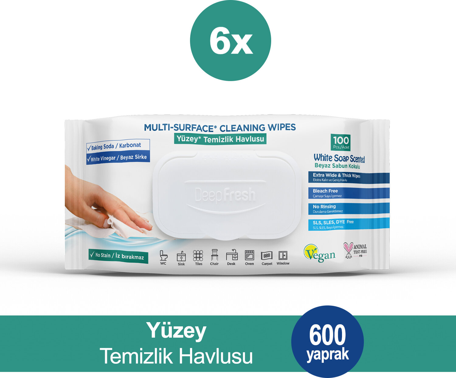 Deep Fresh NonScratch Surface Cleaning Towel Baking Soda & White