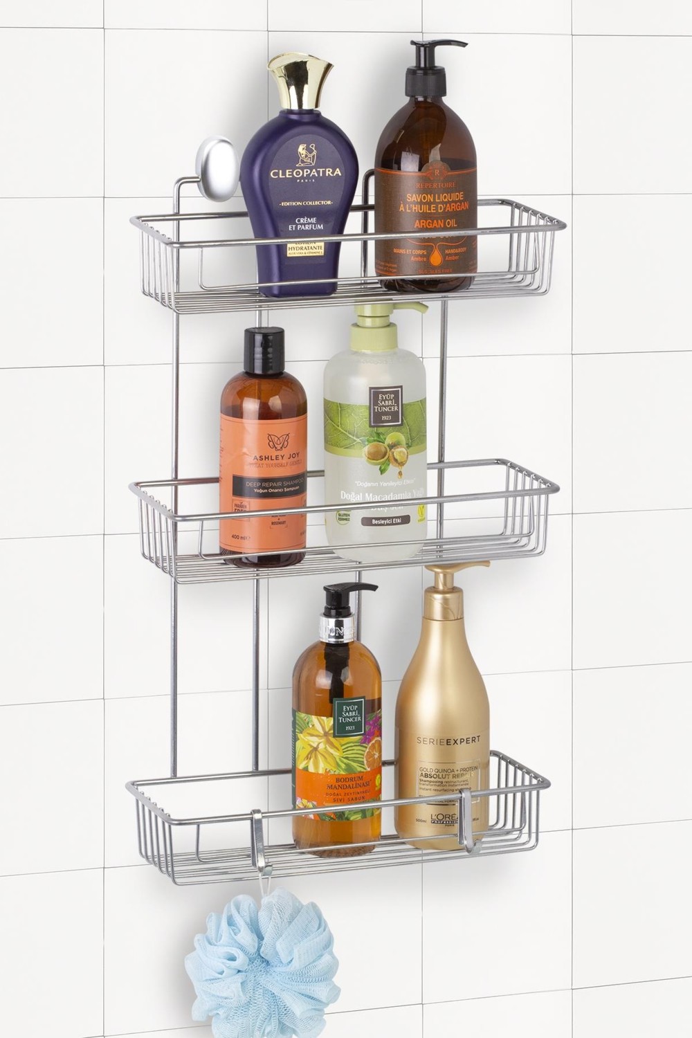 Ocean Home Chrome Three Tier Bathroom Shelf with Basket - Hepsiburada ...