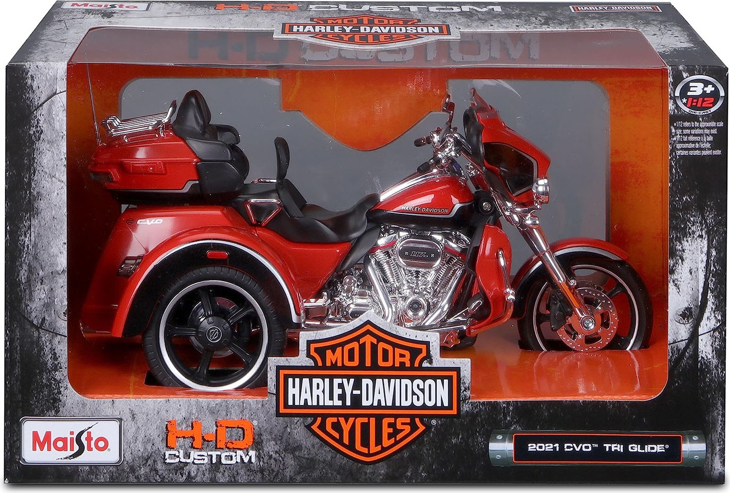 Maisto 1:12 Harley-Davidson CVO Tri Glide Anno Di Costruzione 2021 Rosso Scuro 32337 Modello Auto 32337 090159323372 - Foto 9