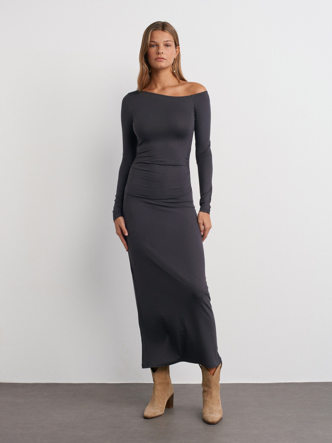 91140 Long Sleeve Midi Length DressBlack Hepsiburada Global