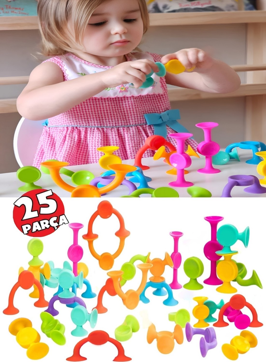 HYD Suction Cup Vacuum Molecule 25 Pieces Building Silicone Blocks
