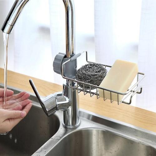 Drain Basket Stainless Steel Shelf Kitchen Faucet Sink Storage Rack ...