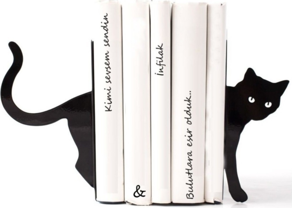 Thorqtech Black Cat Figured Decorative Metal Book Holder, Book Support