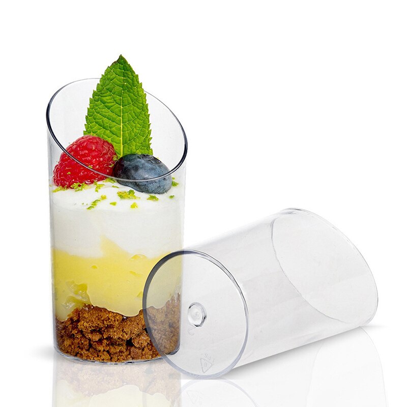100pcs 80ml Reusable Cylinder Dessert Cups Plastic Mini Yogurt Mousses