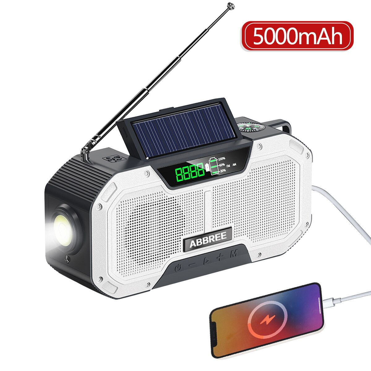 Waterproof Emergency Radio Auto Scan AM/FM Charging Solar Hand Crank ...