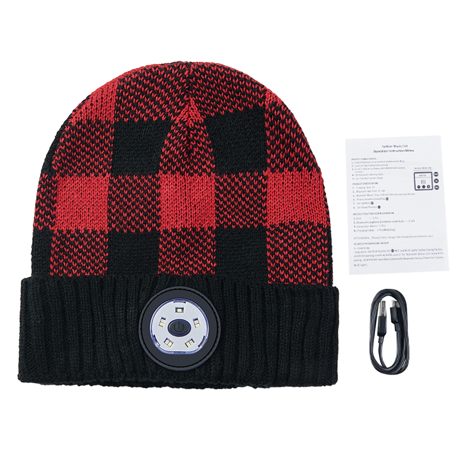 Working Hat 3 Modes Night Lighting Cuffed Knitting Headlamp Hat Warm