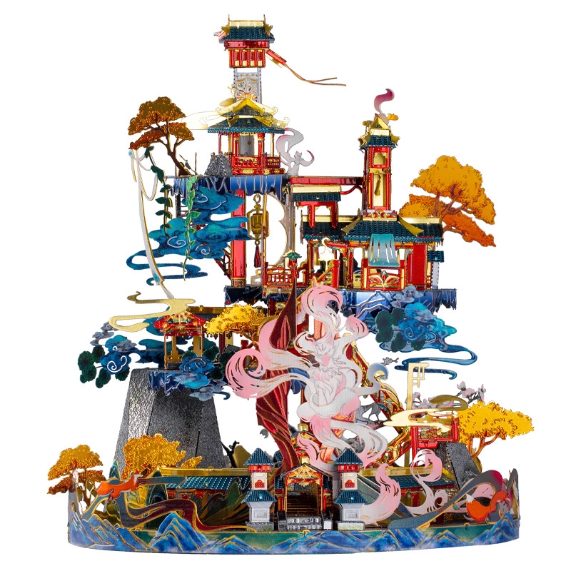 3D Metal Assembly Model Ancient Building Fairy Fox House Creative DIY