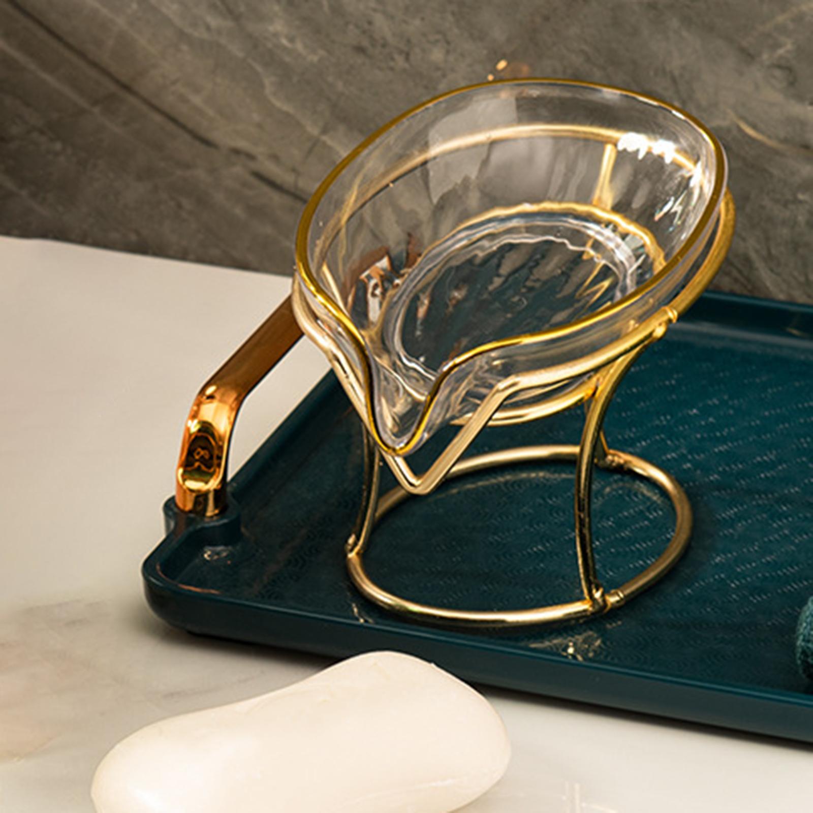 Bathroom Soap Dishes with Iron Stand Drain Tray Soap Saver for Countertop Shower Sink Soap ...