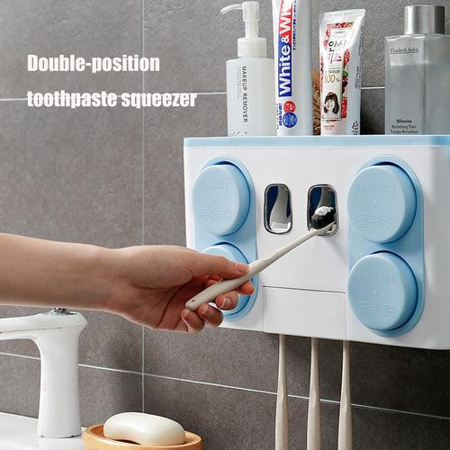 Automatic Toothpaste Dispenser Toothbrush Holder Squeezer Wall Mount ...