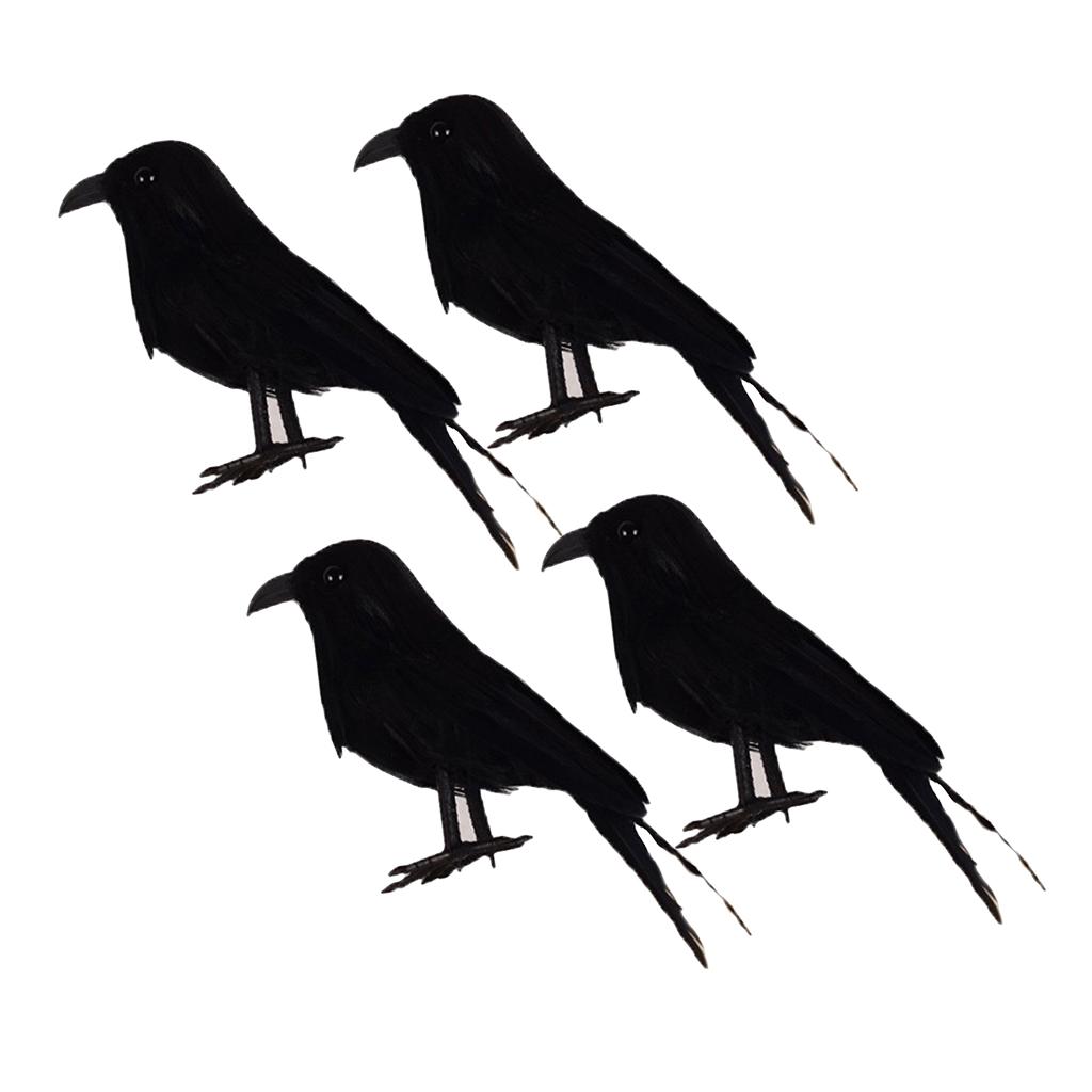4pcs Crow Prop Bird Statue Garden Sculpture Outdoor Lawn Ornament
