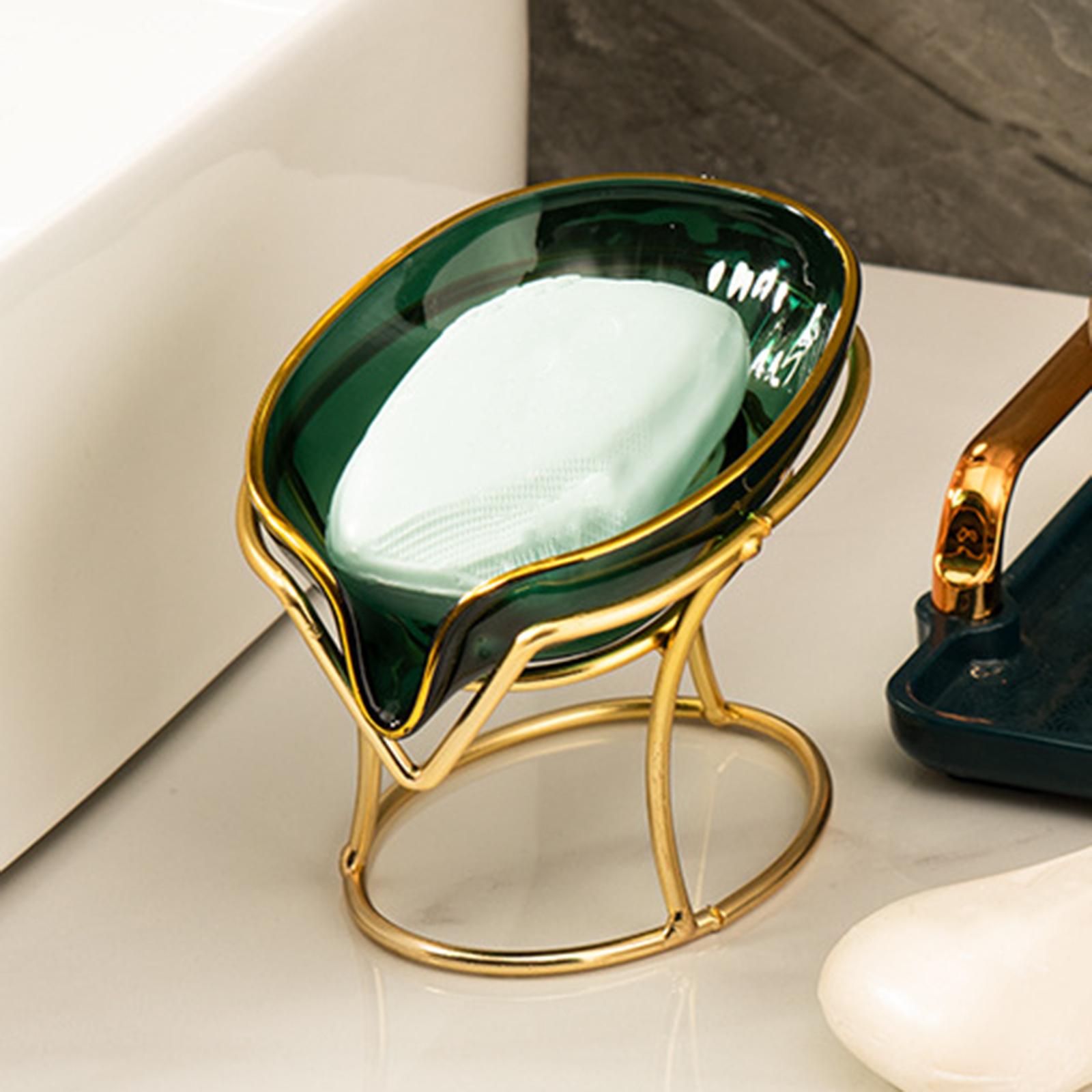 Bathroom Soap Dishes with Iron Stand Drain Tray Soap Saver for Countertop Shower Sink Soap ...