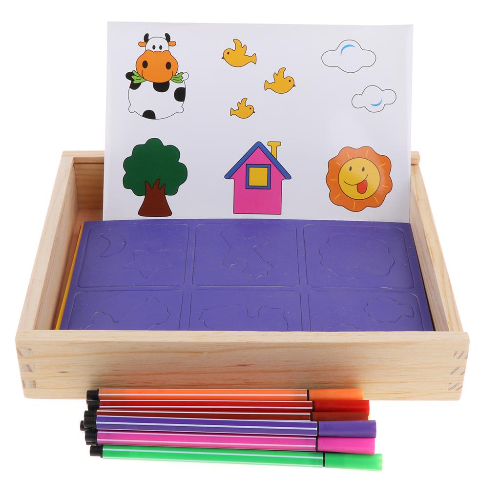 Kids Drawing Board Mat Toy Colouring Pen & Assorted Stencil Mould Set Children Hepsiburada Global
