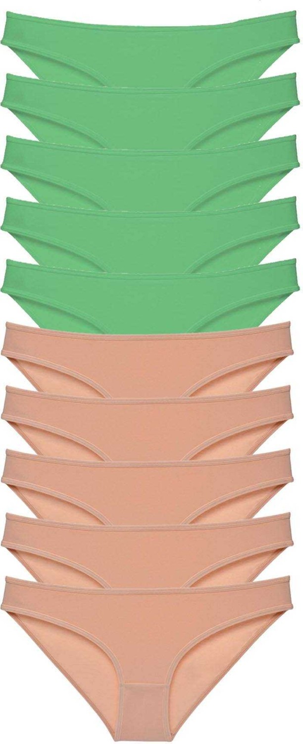 Narnuga 10 Piece Super Eco Set Lycra Women's Slip Panties Green Skin