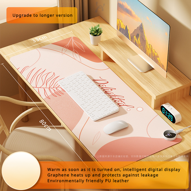 Large heated mouse pad office writing desktop computer keyboard