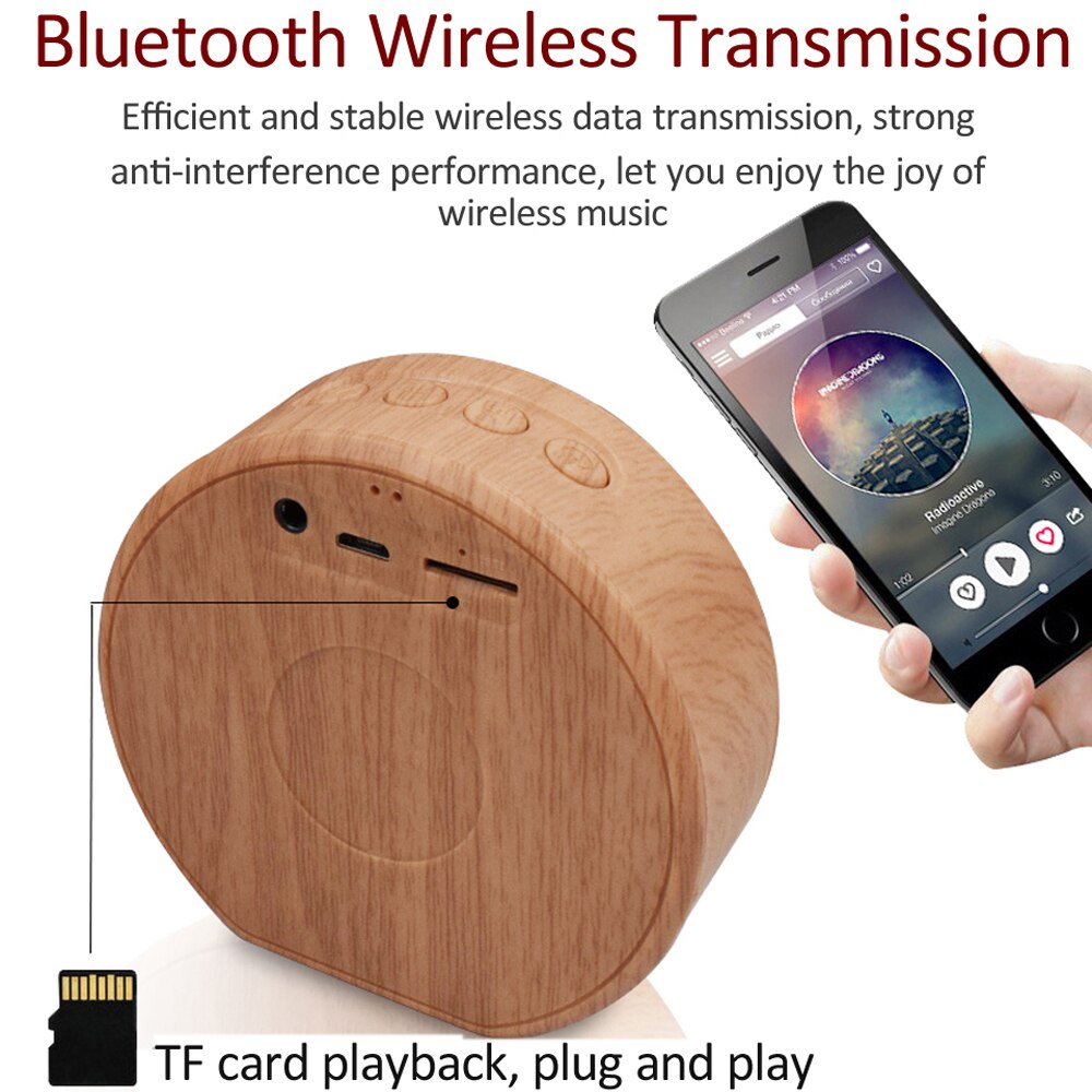 Bluetooth Speaker Portable Wood Stereo Mini Wireless Bluetooth Bass ...
