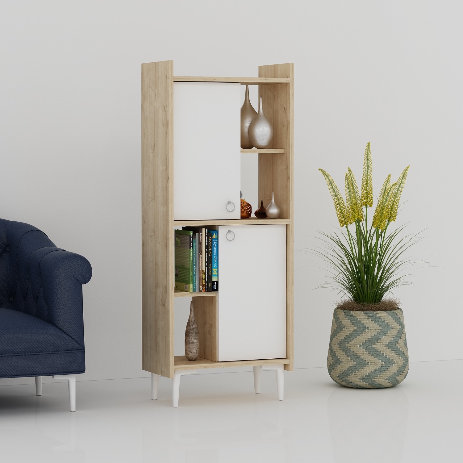 Cantek Leeds Bookcase and MultiPurpose WhiteAnthracite