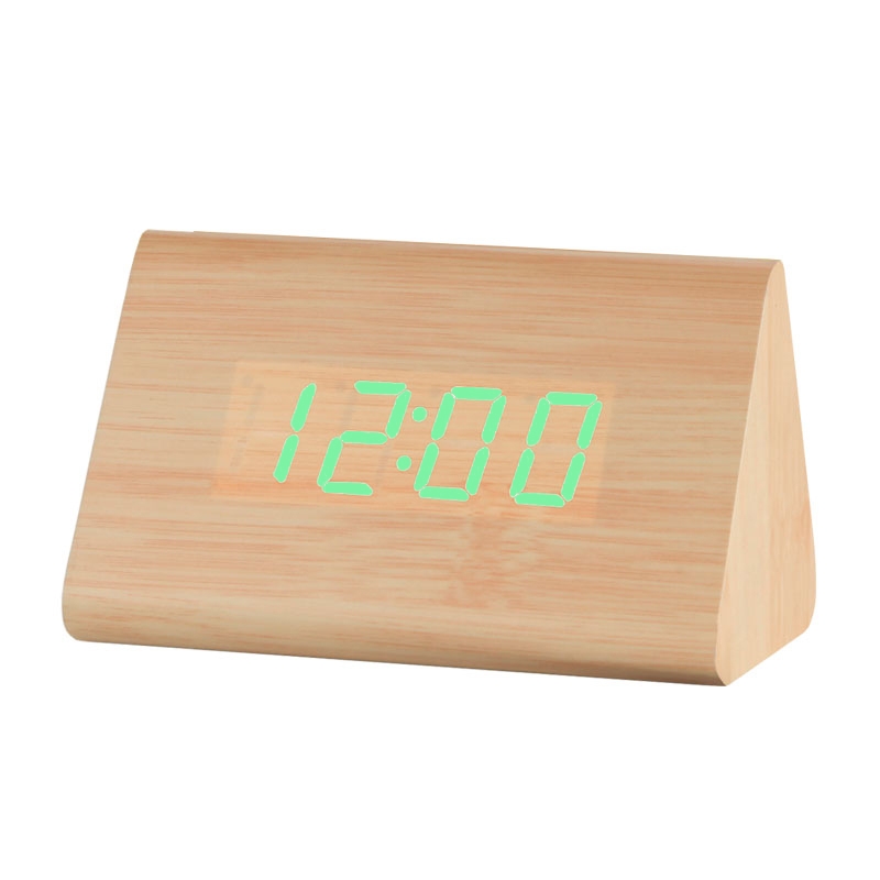 Electronic Wooden Alarm Clock Wood Color Green Light Hepsiburada Global