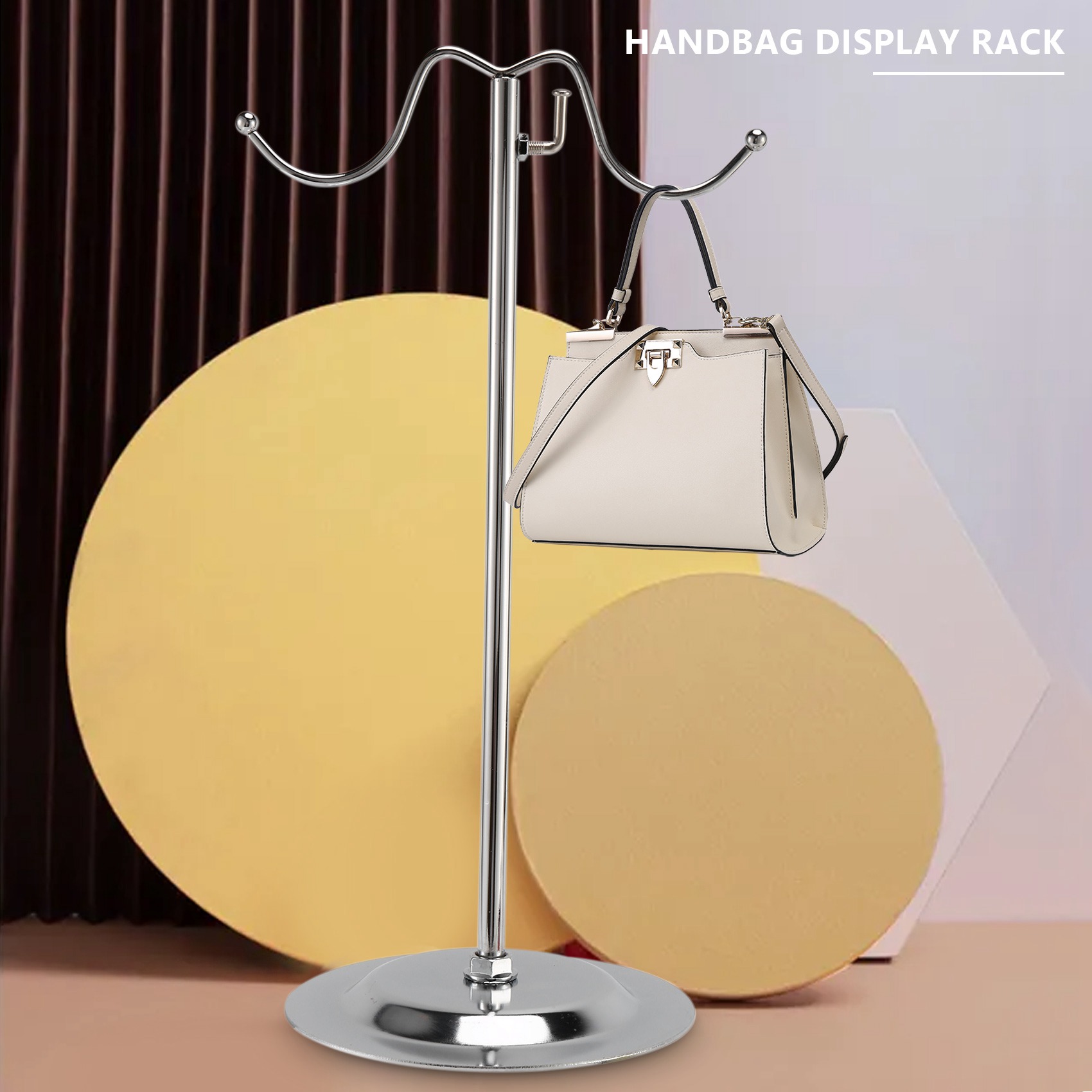 Metal Handbag Rack Women Bag Display Stand Double Hook Adjustable ...