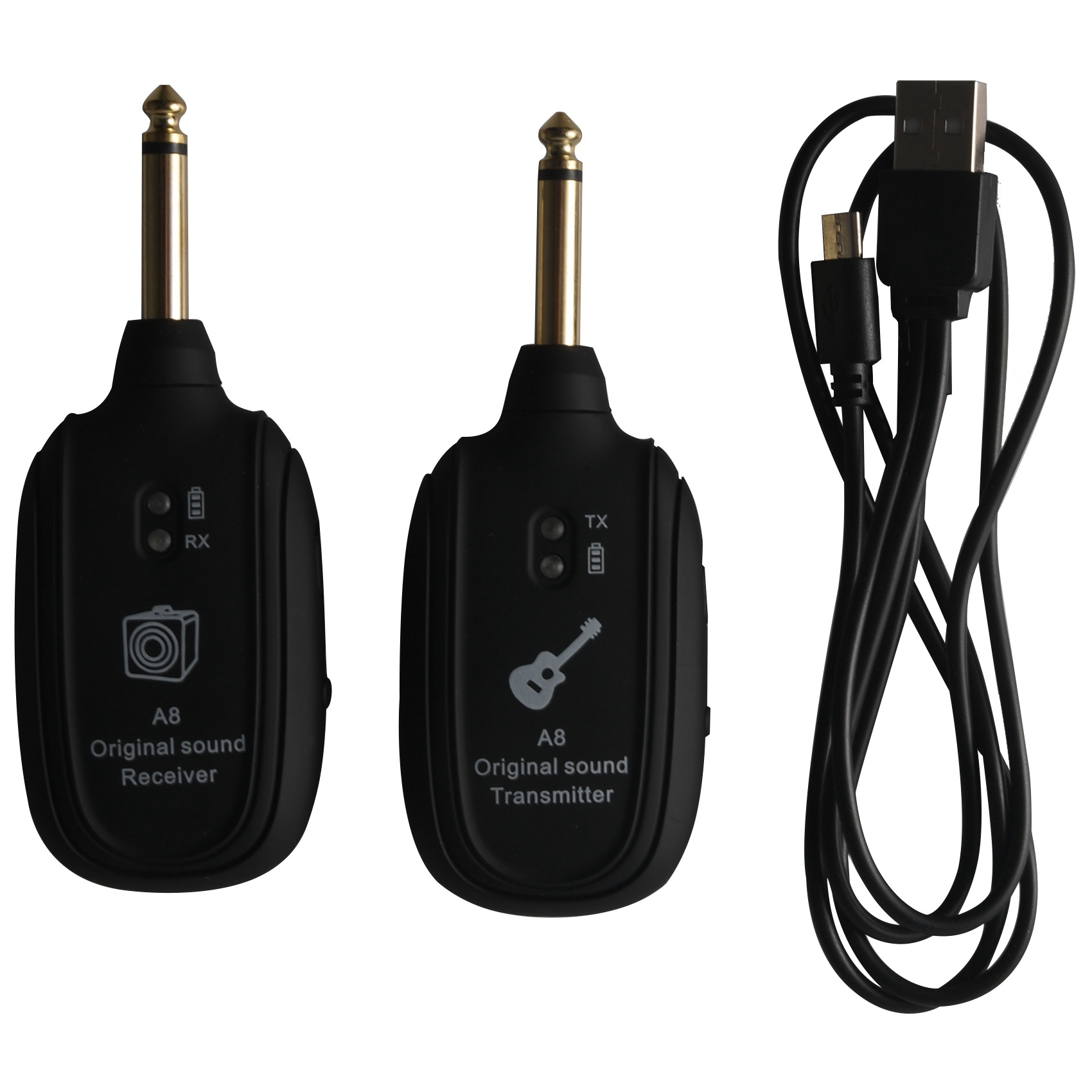 UHF Guitar Wireless System Transmitter Receiver Builtin Rechargeable