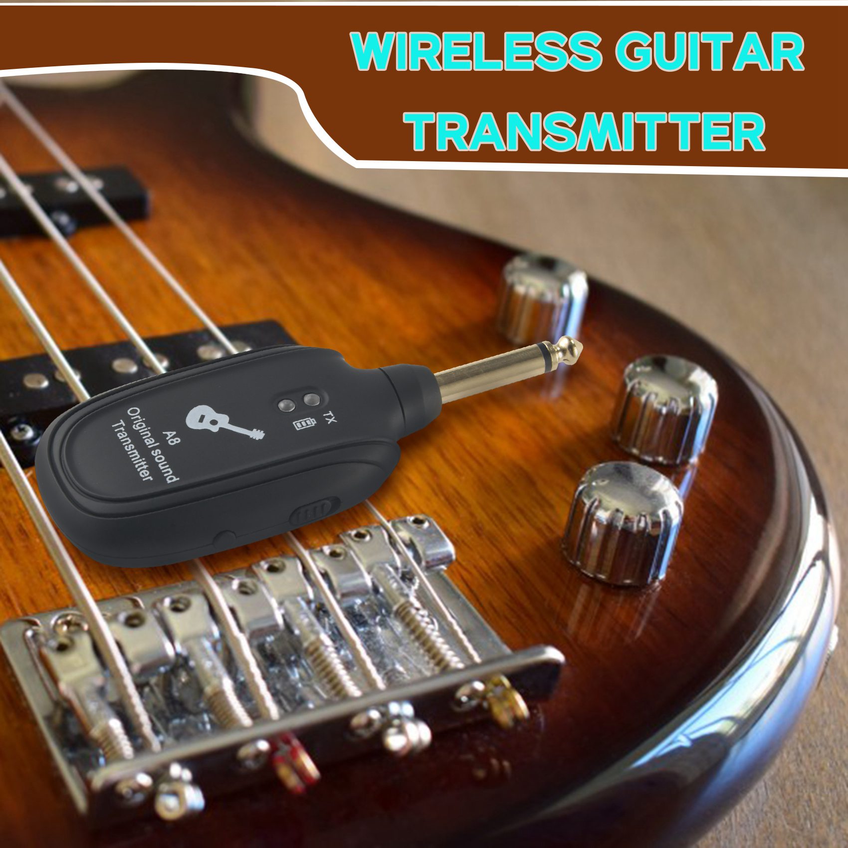 UHF Guitar Wireless System Transmitter Receiver Builtin Rechargeable