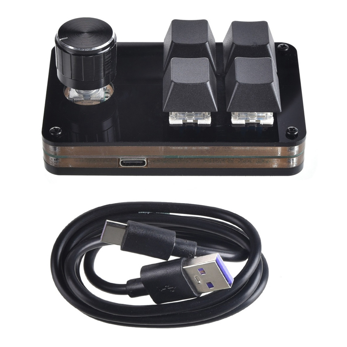 USB Makro Özel Mini Klavye 4 Tuşlar 1 Topuz Programlama DIY Mekanik ...