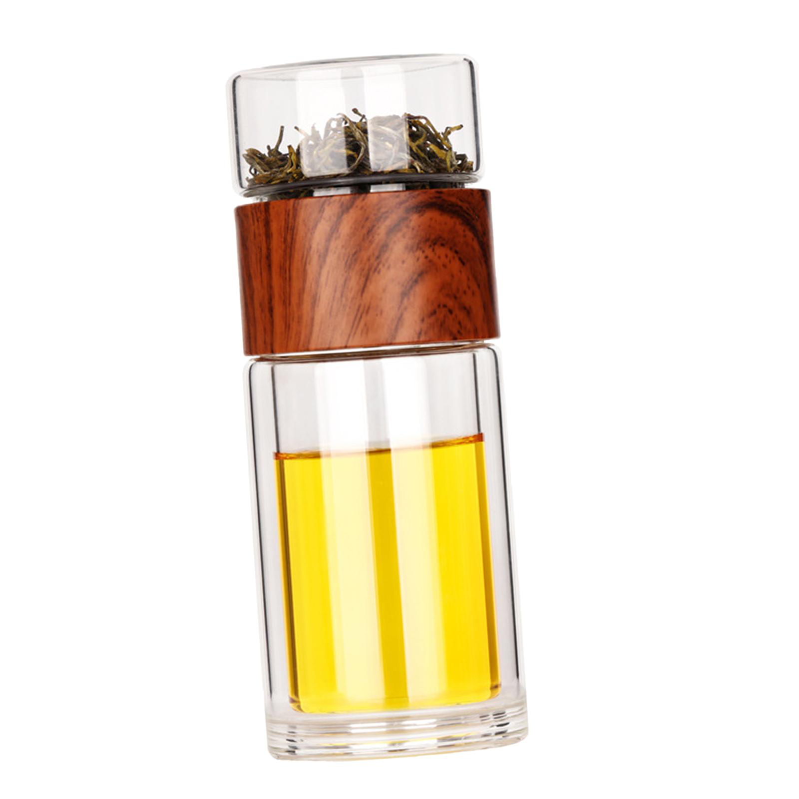 Double Glass Tea Infuser Bottle Tumbler Mug Wood Hepsiburada Global