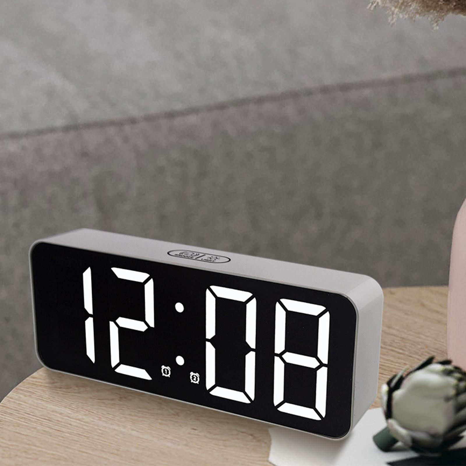 Modern Desk Alarm Clock LED Digital Clock Calendar Snooze for Hall ...