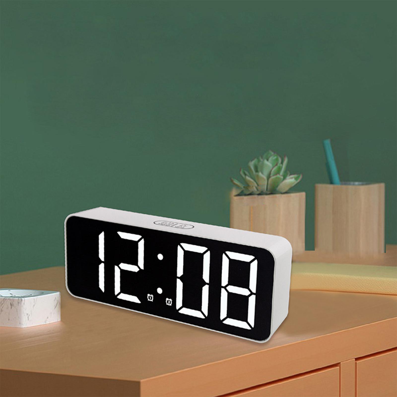 Modern Desk Alarm Clock LED Digital Clock Calendar Snooze for Hall ...