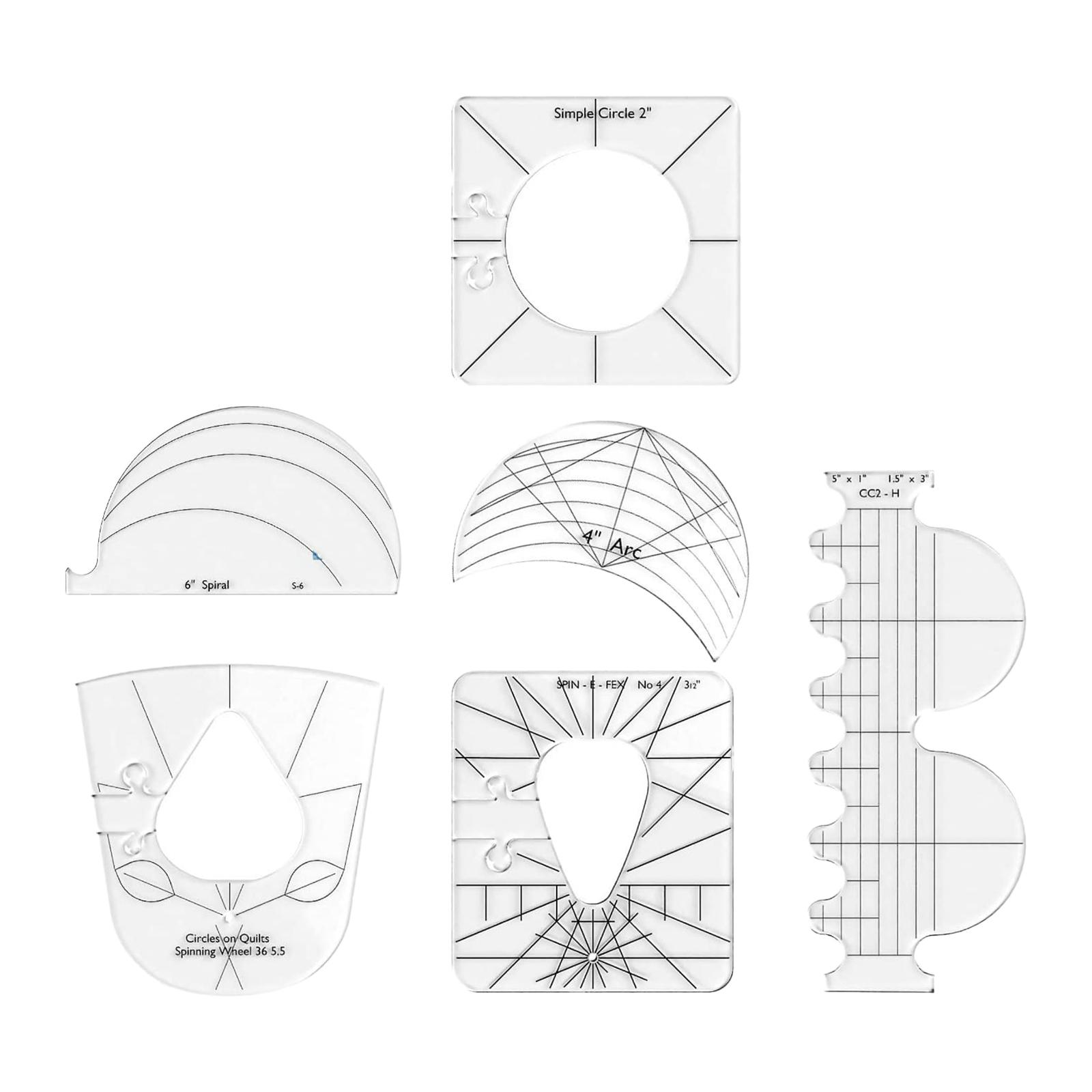 Quilting Ruler And Template of 6 for Sewing Machines #RL-06 ...