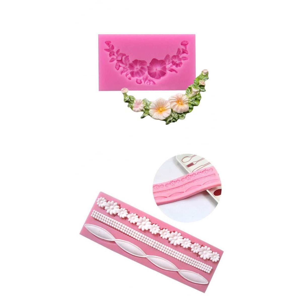 2xFlower Floral Swag Silicone Mould Cake Chocolate Candy Mold Modeling