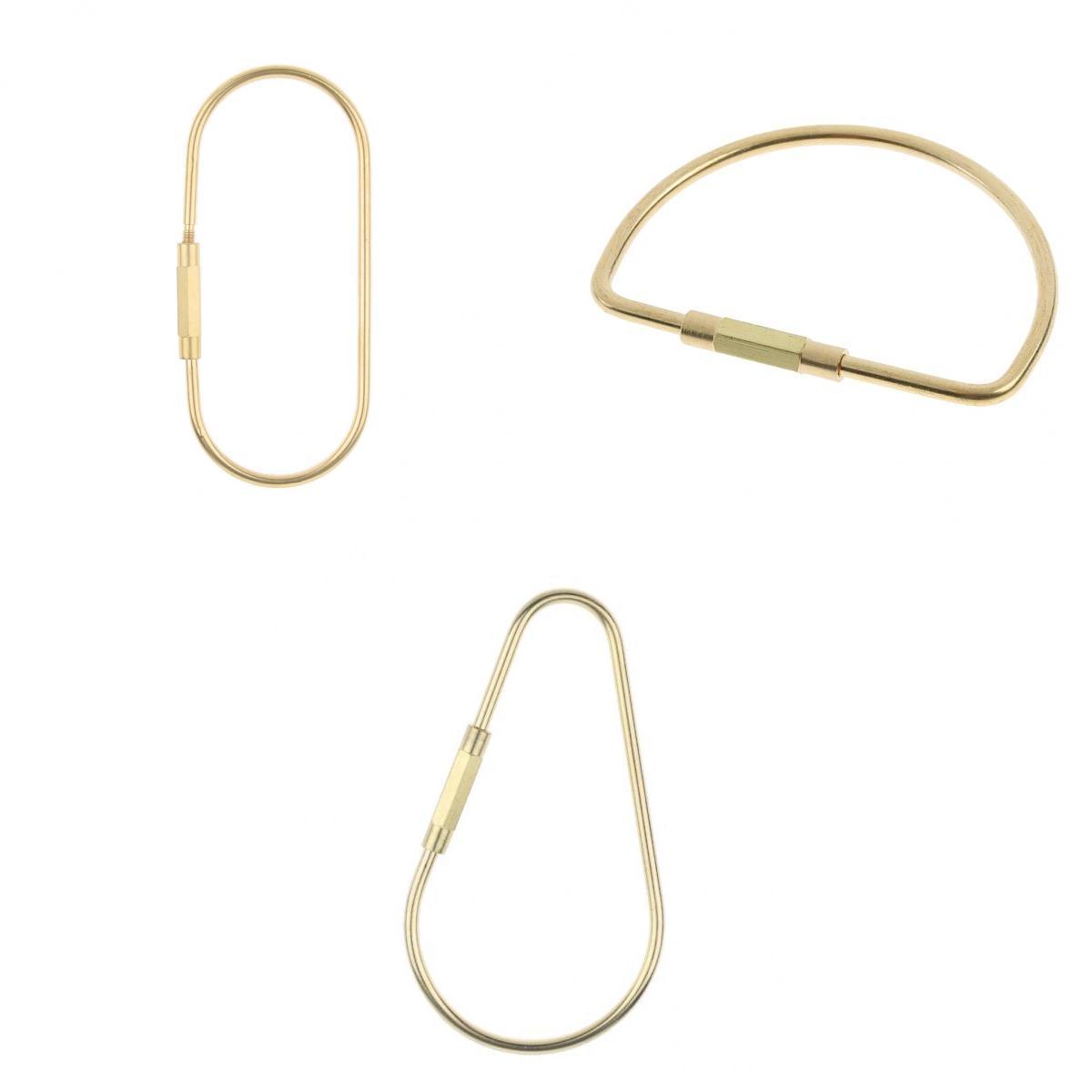 3 Pack Durable Solid Brass Screw Lock Keychain Ring Clip Hook Clasp