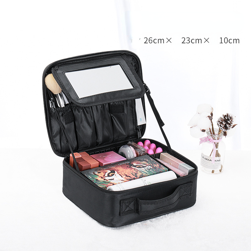 Mini Small Tattoo Manicure Makeup Portable Partition Toolbox Cosmetic Bag with Mirror