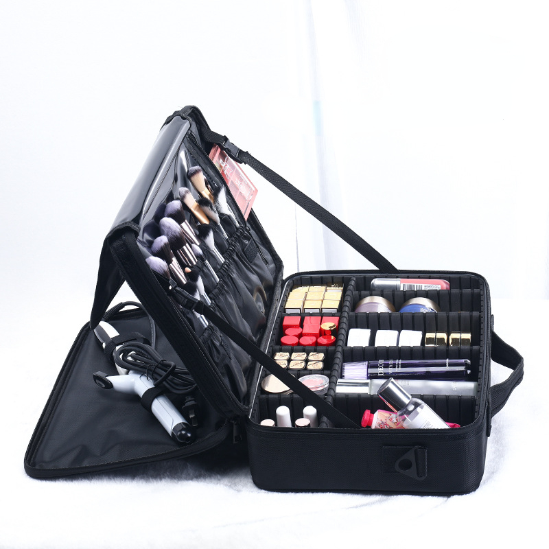 Largecapacity tattoo embroidery manicure and makeup portable partition toolbox cosmetic bag