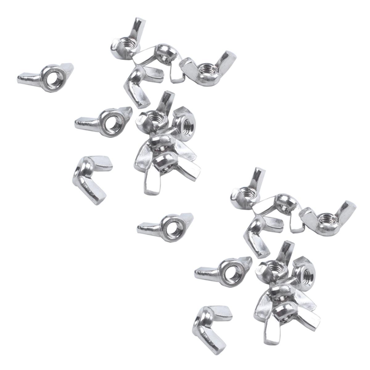 M6 Thread Dia Stainless Steel Wing Nut Butterfly Wing Nuts 20 Pcs