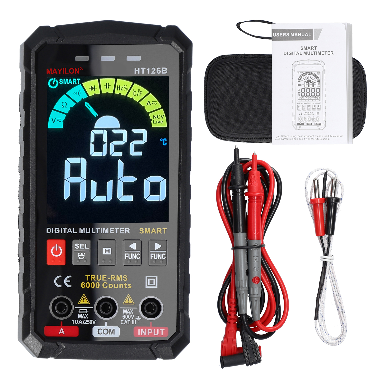 MAYILON HT126B Handheld Portable Intelligent Digital Multimeter ...