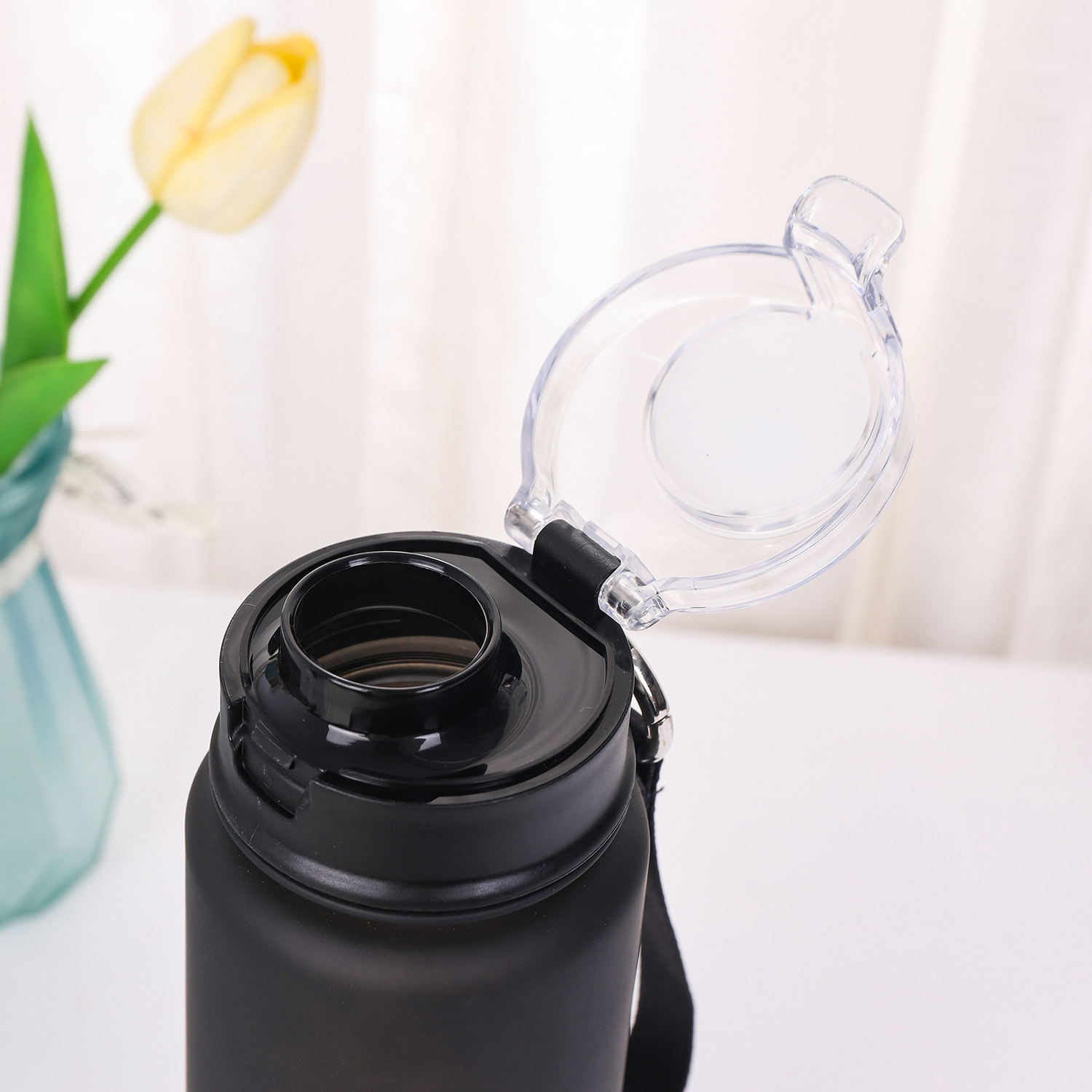 Degrade renkli taşınabilir bardak büyük kapasiteli plastik su şişesi