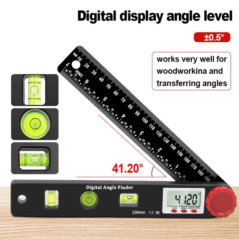 230mm 4in1 Digital Protractor Angle Ruler Spirit Level Universal Level ...