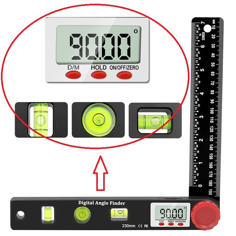 230mm 4in1 Digital Protractor Angle Ruler Spirit Level Universal Level ...