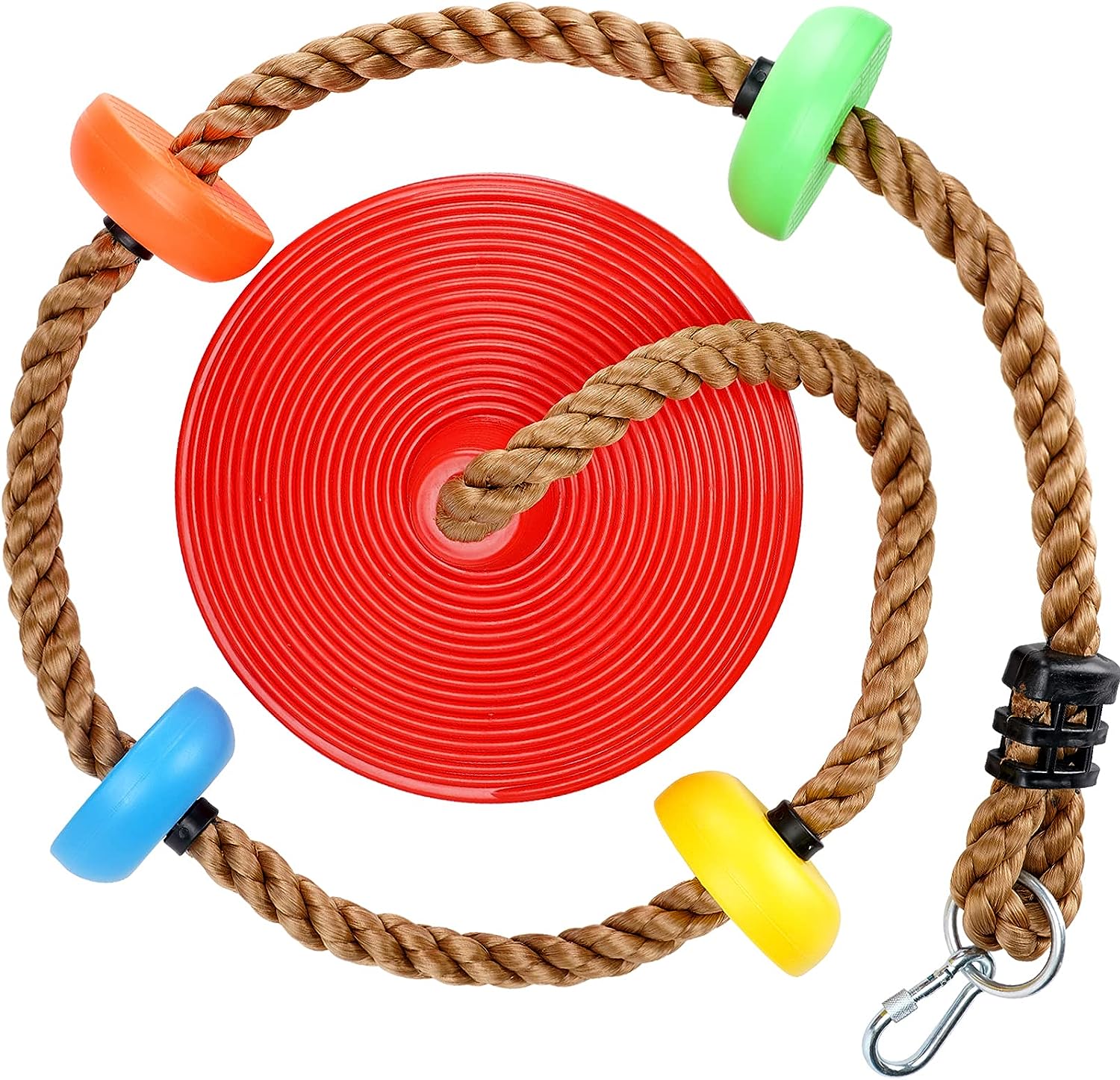 Rope Swings for Kids Outdoor with Platforms and Carabiner, Red