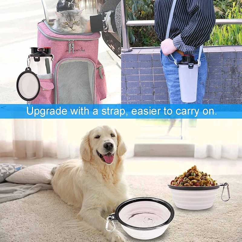 Foldable Portable Food Water Bowl Collapsible Pet Feeding Portable 2-in-1 Foldable Dog Bowl For Food & Water - Ideal For Travel & Camping Portable Water Bowl For Dogs