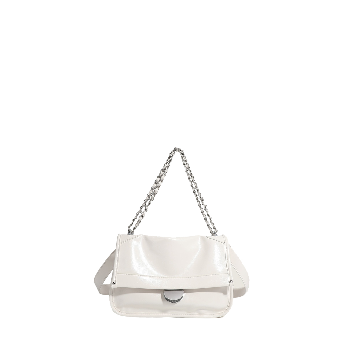 Large Capacity Chain Tote Bag 2023 New Oil Wax Bright Soft Leather