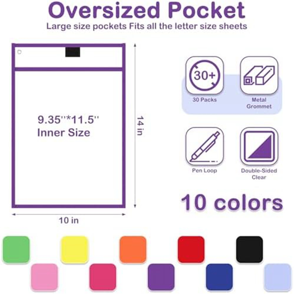 Talent Dry Erase Pockets,Pack of 30 Reusable Dry Erase Pocket Covers