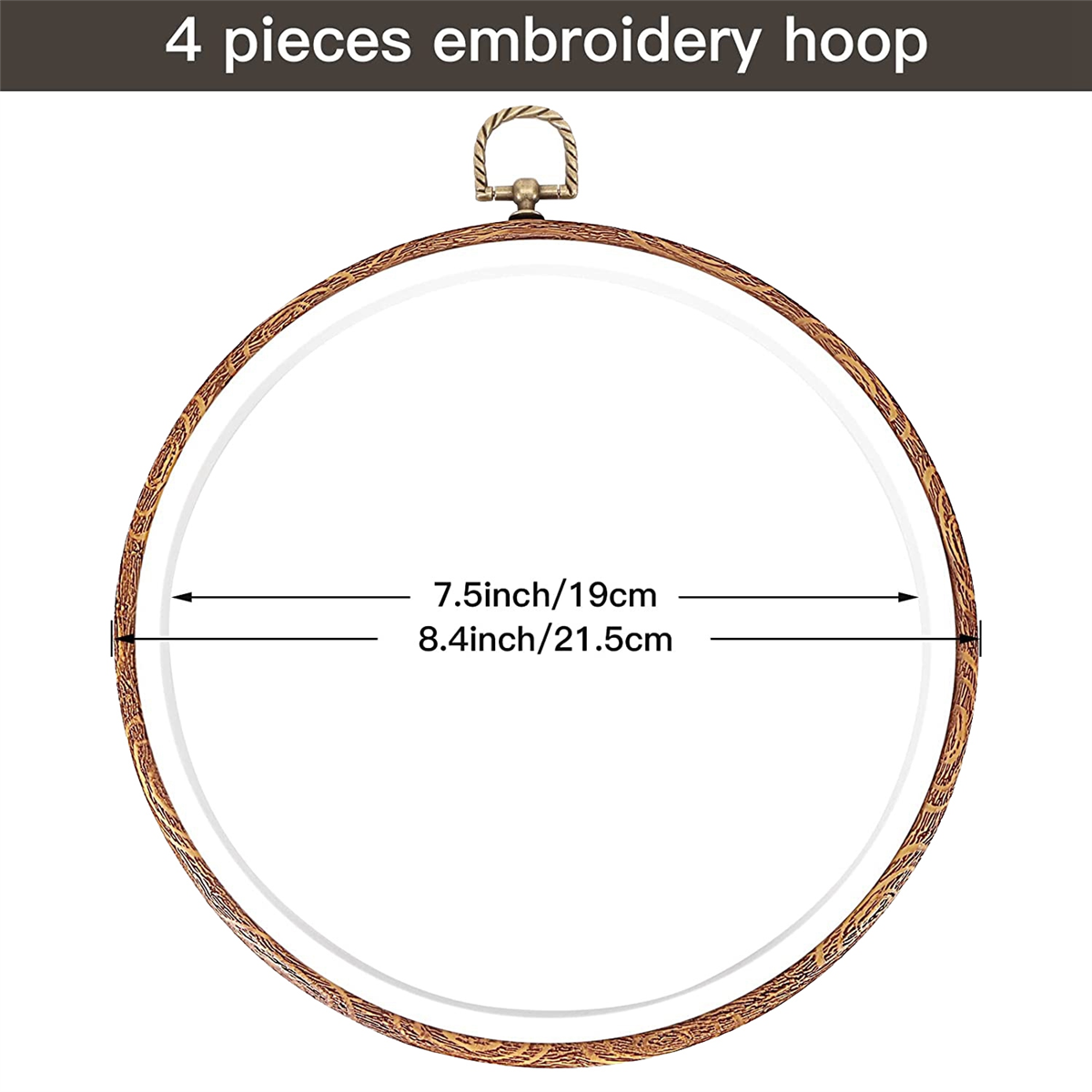 Wood Grain Hoops Waziaqoc 8 Inch Embroidery Hoop Set - Round Wood Grain  Display Frames For Cross Stitch & Wall Decor (3 Pack) Embroidery Hoop Frames
