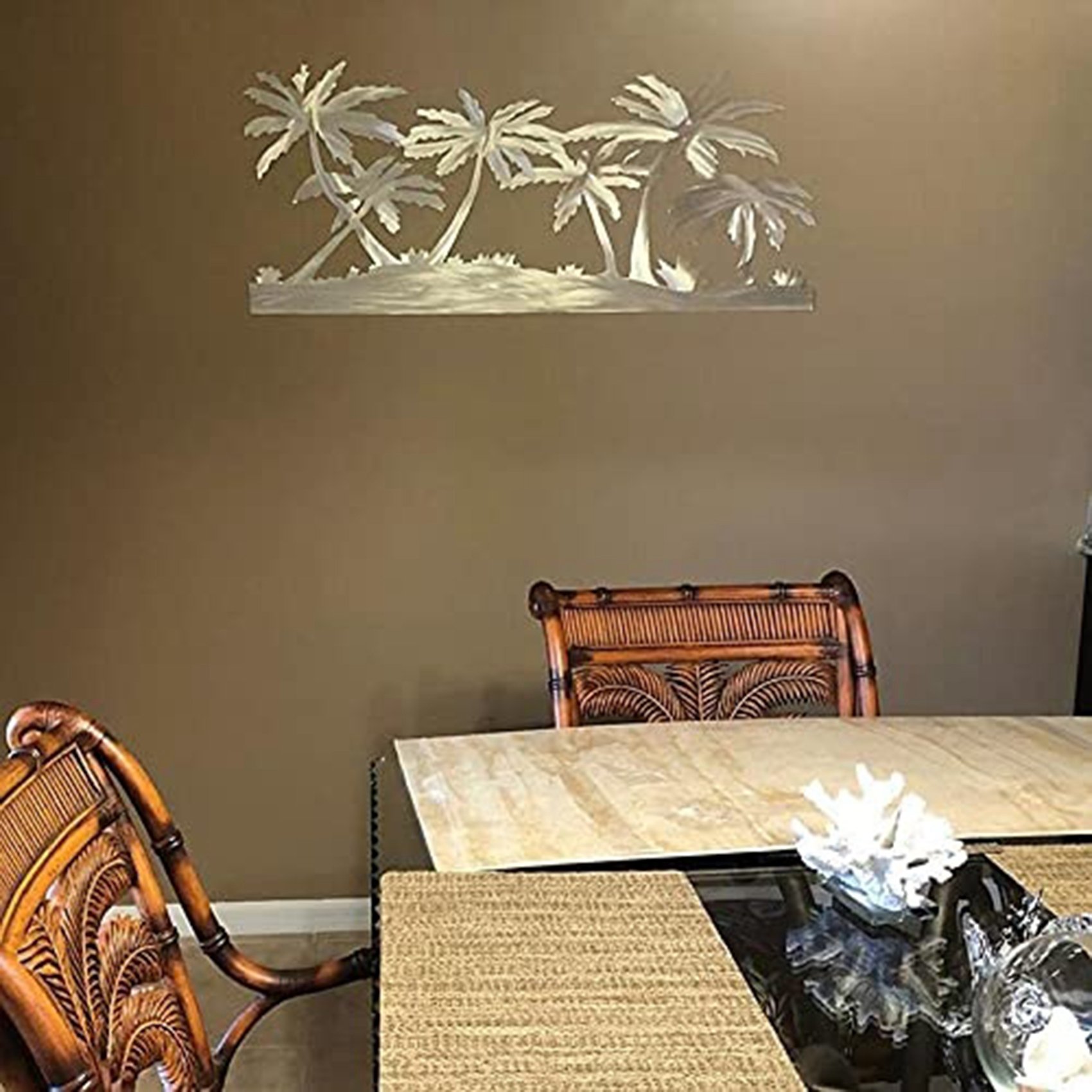 Palm on Beach Metal Wall Mounted Ornament Home Beach Scene Metal Art